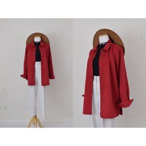 Vintage 90s Red Velvety Soft Polyester‎ Shacket | size 12